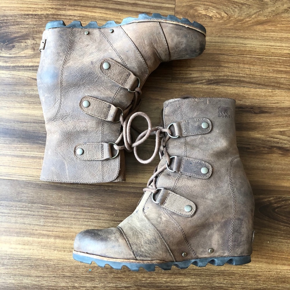 Sorel Joan of Arc Wedge Booties Lace Up